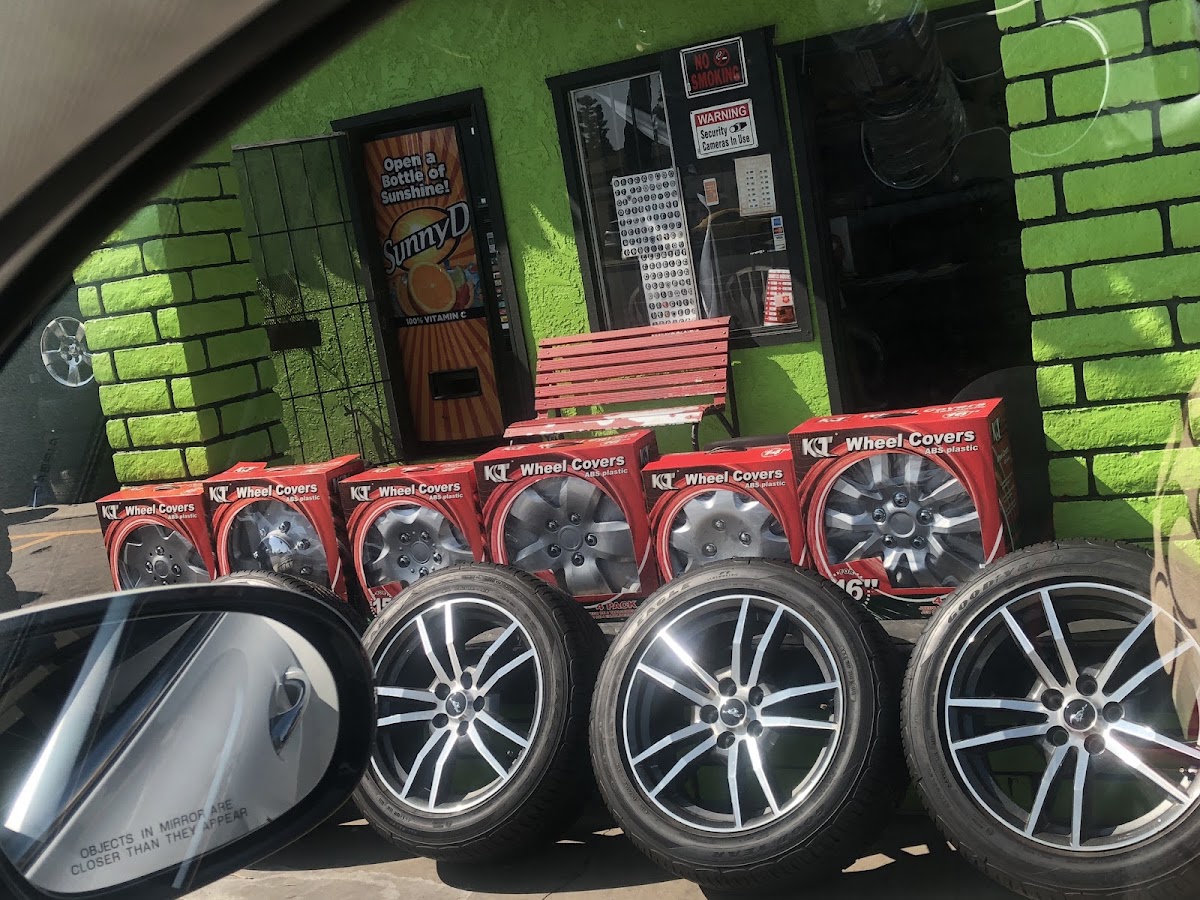 New wheels, rims and wheel covers on display at Fast Tire Service